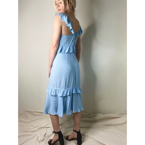 SAYLOR Maxine Sky Blue Crossback Ruffle Midi Dress US SMALL NWT - Picture 6 of 11